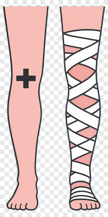 Leg With Bandage And Cross Mark PNG