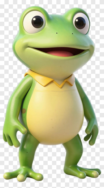 Happy Cartoon Frog With Yellow Collar PNG