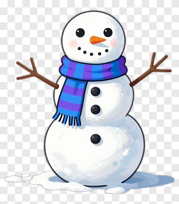Snowman With Scarf And Branch Arms PNG