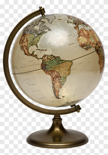 Vintage Globe With Detailed World Map PNG