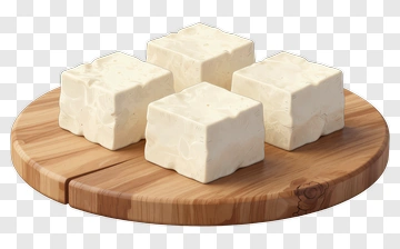 Tofu On Wooden Board PNG