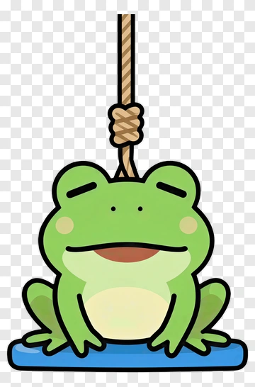 Green Frog Hanging With Rope PNG