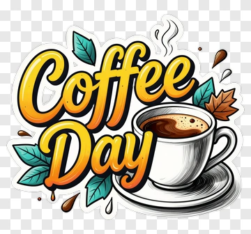 Coffee Day Celebration Design PNG