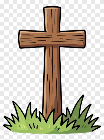 Wooden Cross In Grass PNG