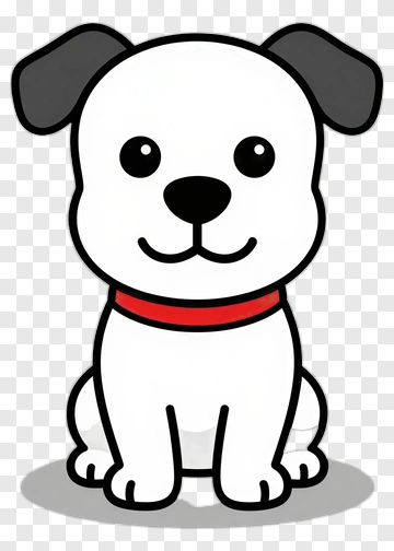 Cute Cartoon Puppy With Red Collar PNG