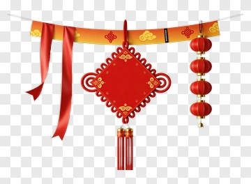 Chinese Knot And Red Lantern Decor PNG