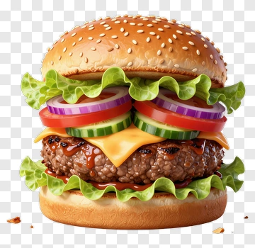 Delicious Hamburger With Fresh Ingredients PNG