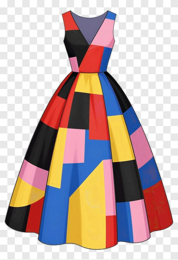 Colorful Patchwork Dress PNG
