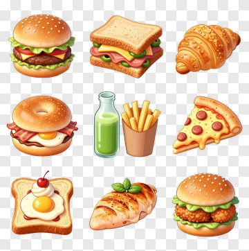 Collection Of Popular Food Items PNG