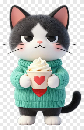 Cat Holding Cupcake PNG