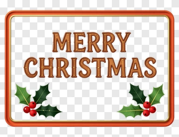 Merry Christmas Card With Holly PNG