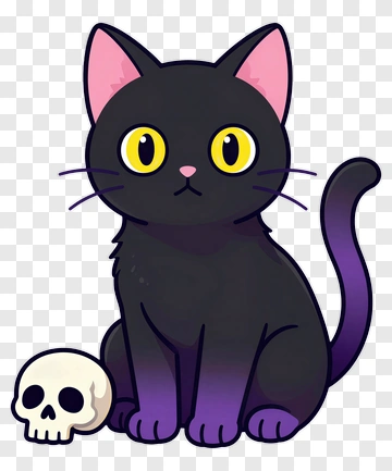 Black Cat With Skull PNG