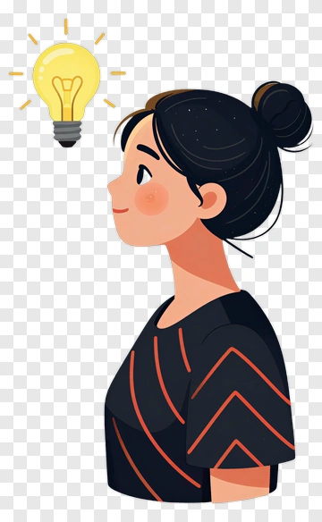 Woman With Light Bulb Idea PNG