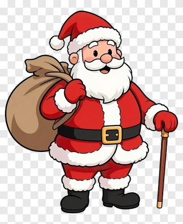 Santa Claus With Sack And Cane PNG