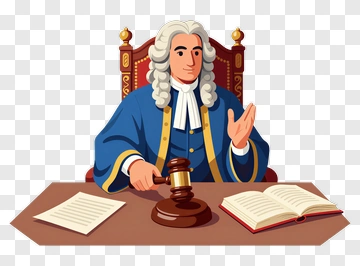 Judge Holding Gavel In Courtroom PNG