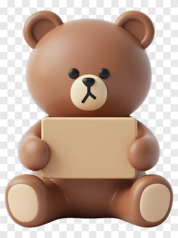 Brown Bear Holding Cardboard PNG