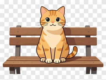 Orange Cat Sitting On Bench PNG