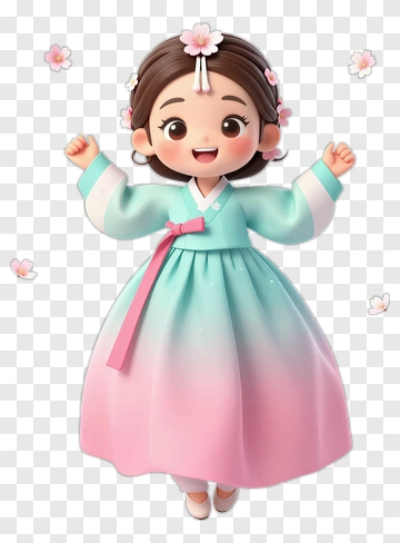 Girl In Korean Traditional Dress PNG