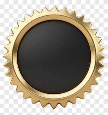Golden Gear With Black Center PNG