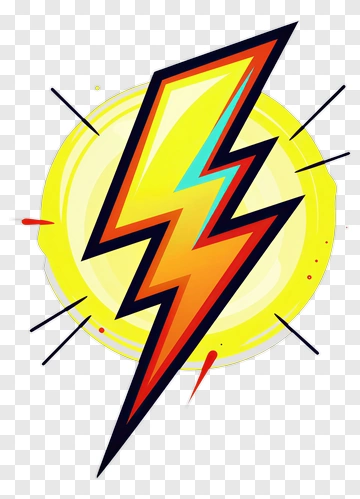 Yellow Lightning Bolt With Red Accent PNG