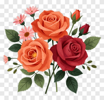 Floral Bouquet With Roses And Daisies PNG