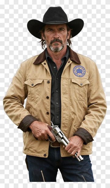 Man In Cowboy Hat Holding Gun PNG