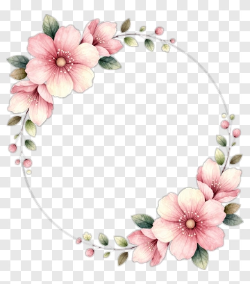 Pink Flower Wreath Design PNG