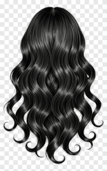 Long Curly Black Hair PNG