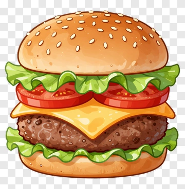 Cartoon Style Hamburger PNG