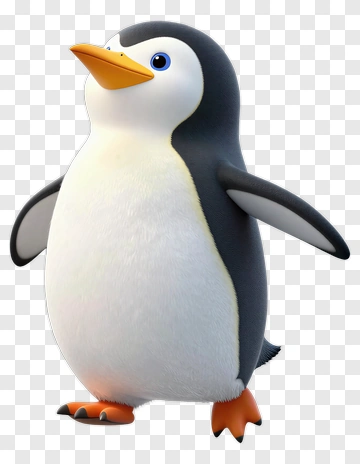 Cartoon Penguin With Orange Beak And Feet PNG
