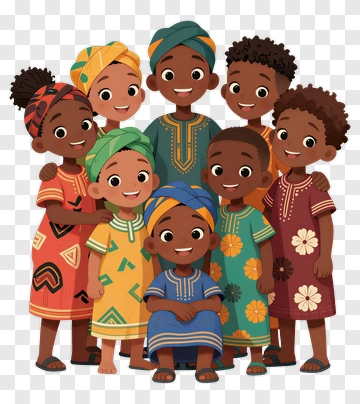 Children In Traditional Attire PNG