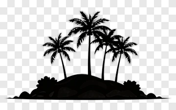 Palm Trees On Island Silhouette PNG
