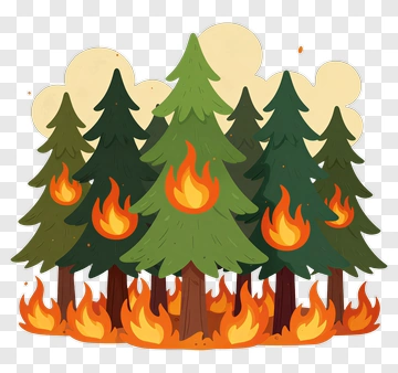 Forest Fire Among Pine Trees PNG