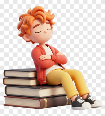 Child Sitting On Books PNG