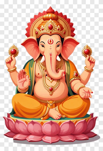 Ganesha With Ornate Crown And Jewelry PNG