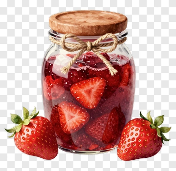 Strawberry Jar With Fresh Berries PNG