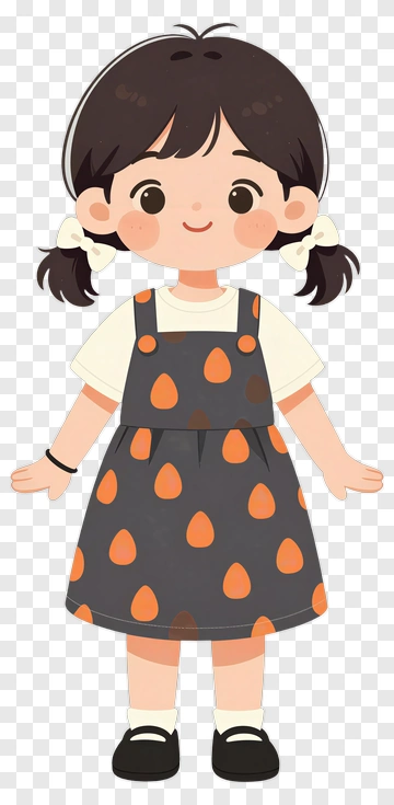 Cartoon Girl In Overalls PNG