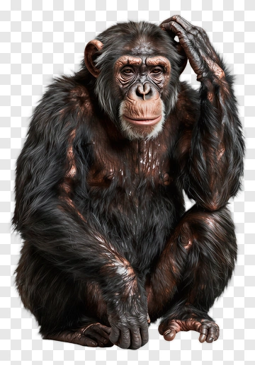 Chimpanzee Sitting With Hand On Head PNG