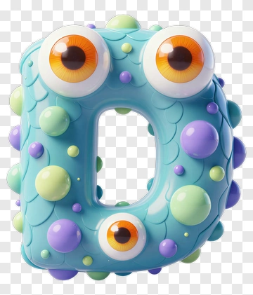 3D Cartoon Monster Letter D PNG