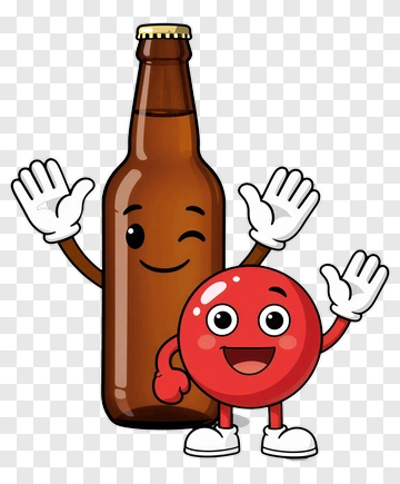 Happy Beer Bottle And Red Ball Friends PNG