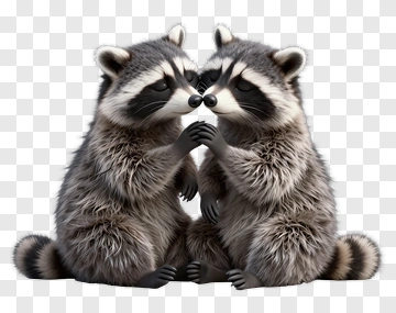 Two Raccoons Kissing PNG