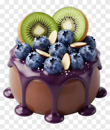 Chocolate Cake With Blueberries And Kiwi PNG