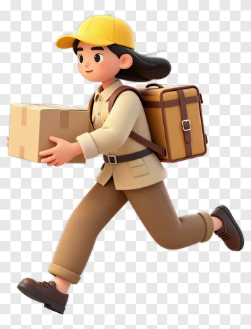 Delivery Person Running With Package PNG