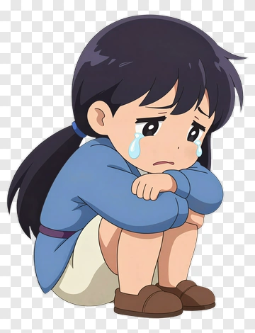 Sad Girl Crying With Tears PNG
