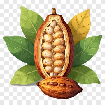 Cocoa Pod With Beans And Leaves PNG