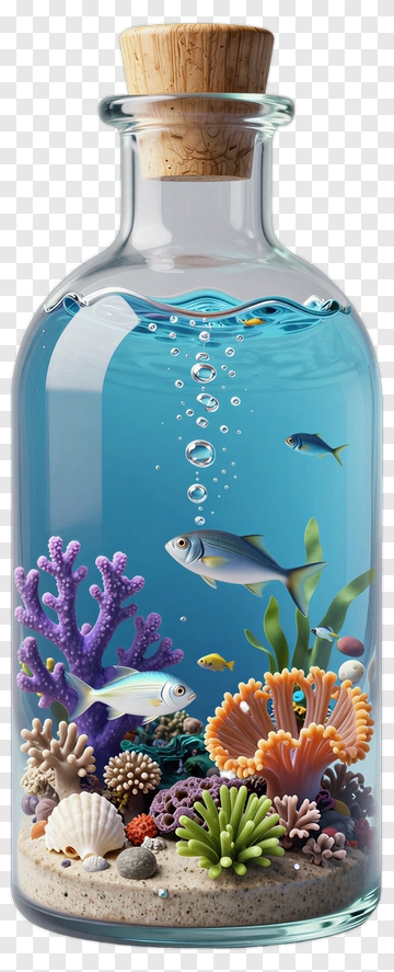Tiny Aquarium In Glass Bottle PNG