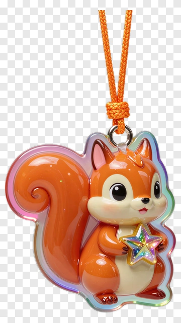 Orange Squirrel Ornament With Star PNG