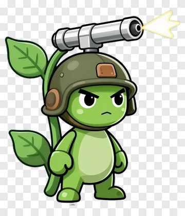 Plant Soldier Character With Gun PNG