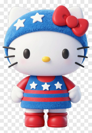 Hello Kitty In Starry Red And Blue Outfit PNG