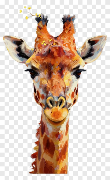 Giraffe With Yellow Flowers PNG